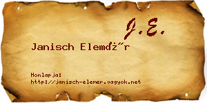 Janisch Elemér névjegykártya